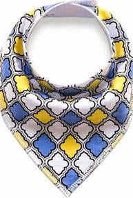 Blue Yellow White Quatrefoil Bandana Bib