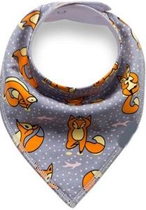 Gray w Orange Foxes Bandana Bib