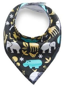 Gray Teal Yellow Animals Bandana Bib