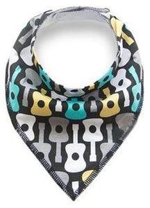 Gray Teal Yellow Guitars Bandana Bib