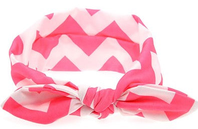 Hot Pink-White Chevron Head Wrap