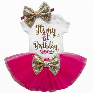 Birthday Tutu- 1st year Onesie, Tutu, & Bow Set