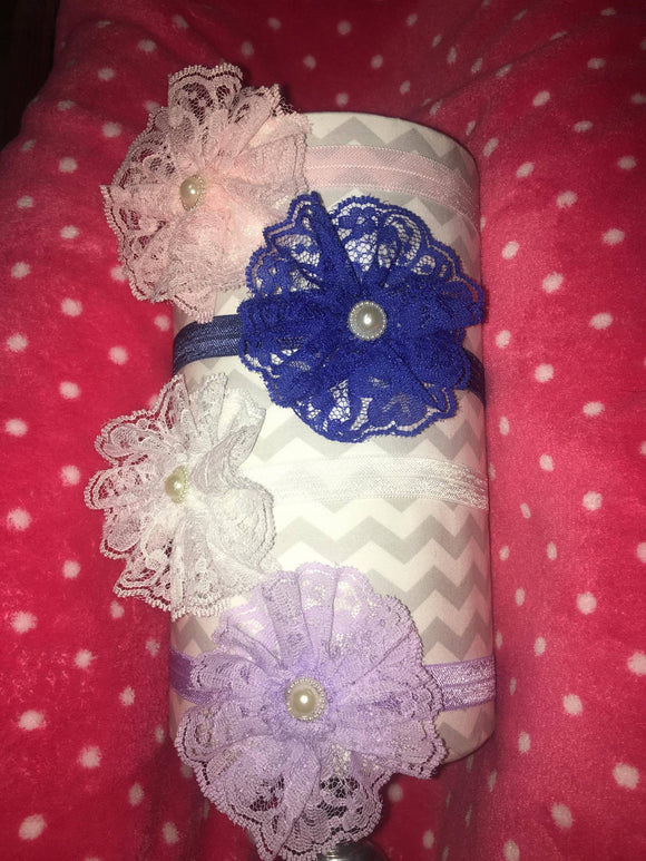 Lace Headbands with Pearl Centers