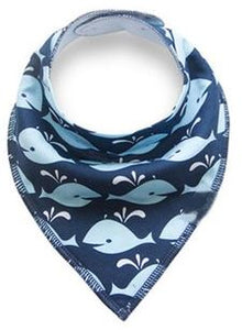 Light Blue Dark Blue Whales Bandana Bib