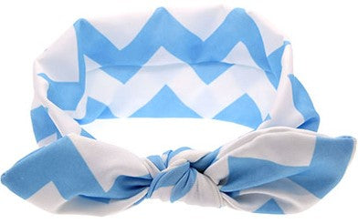 Light Blue-White Chevron Head Wrap