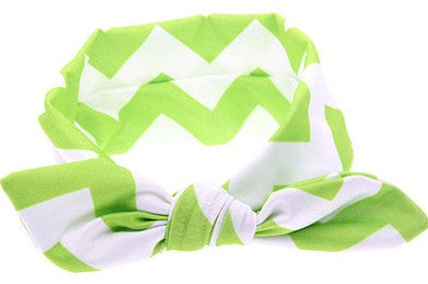 Lime Green-White Chevron Head Wrap