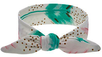 Mint-Pink-White-Gold Feather Head Wrap