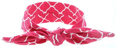 Pink-White Quatrefoil Head Wrap