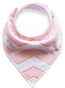 Pink White Gold Chevron Bandana Bib