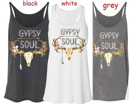 Gypsy Soul Flower Skull-Moms Shirt (Mommy & Me Collection - matches Toddler Top!)