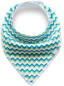 Teal Blue Yellow Chevron Bandana Bib