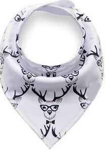 White Black Deer w Glasses Bandana Bib