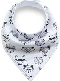 White w Black Foxes Bandana Bib