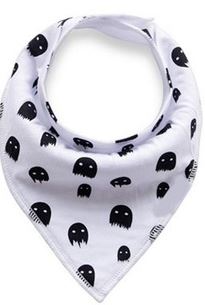 White w Black Ghosts Bandana Bib