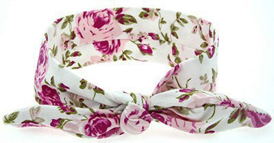 White w Pink Floral Head Wrap