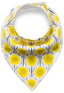 Yellow Gray Flowers Bandana Bib