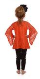 Orange Lace Bell-Sleeve Tunic