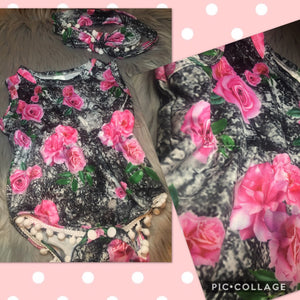 Rose floral romper set