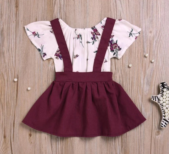 Floral Onesie & Overall Skirt