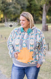 Mustard/Turquoise Aztec Hoodie