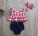 Plaid Tank Top With Denim Diaper Cover