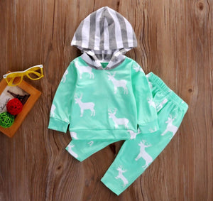 Mint Deer Hoodie Set