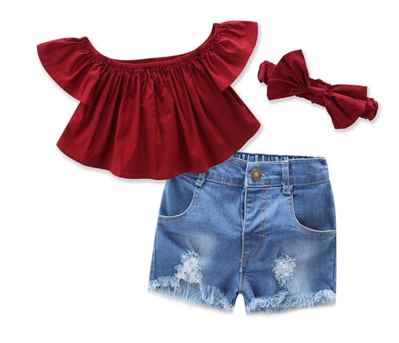 Maroon Denim Outfit Set